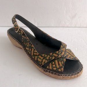 ERIC MICHAEL Shoes LEATHER Basket Weave Slingback Sandals Size 41 or 9US